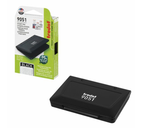 Штемпельная подушка TRODAT 9051 90х50 мм, ЧЕРНАЯ, 191020
