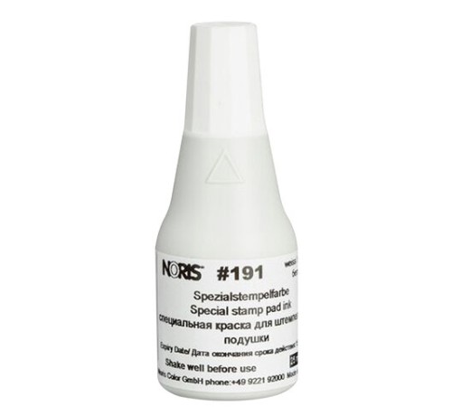 Краска штемпельная NORIS БЕЛАЯ 25 мл (универсальная, для глянцевой бумаги, металла, пластмасс и т.д.), 191Аб