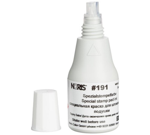 Краска штемпельная NORIS БЕЛАЯ 25 мл (универсальная, для глянцевой бумаги, металла, пластмасс и т.д.), 191Аб