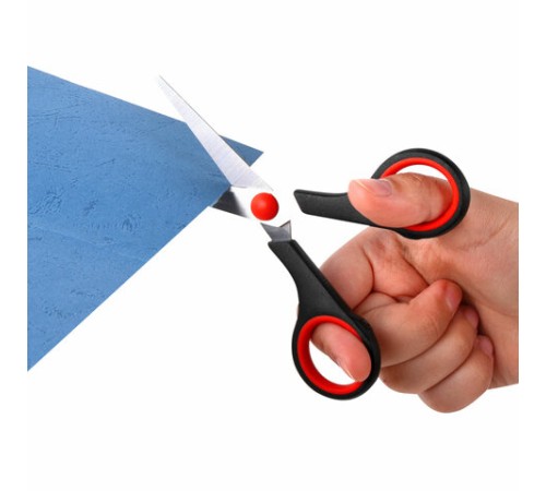 Ножницы BRAUBERG SOFT GRIP НАБОР 5 штук (140, 170, 190, 220, 240 мм), эргономичные черно-красные ручки, ВЫГОДНАЯ УПАКОВКА, 238410