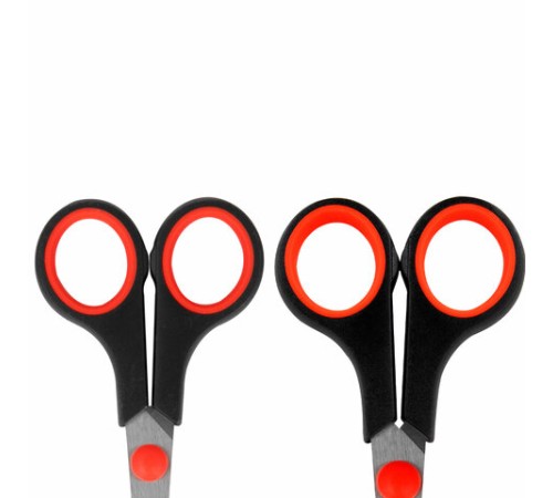 Ножницы BRAUBERG SOFT GRIP НАБОР 5 штук (140, 170, 190, 220, 240 мм), эргономичные черно-красные ручки, ВЫГОДНАЯ УПАКОВКА, 238410