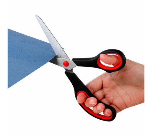 Ножницы BRAUBERG SOFT GRIP НАБОР 5 штук (140, 170, 190, 220, 240 мм), эргономичные черно-красные ручки, ВЫГОДНАЯ УПАКОВКА, 238410