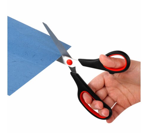 Ножницы BRAUBERG SOFT GRIP НАБОР 5 штук (140, 170, 190, 220, 240 мм), эргономичные черно-красные ручки, ВЫГОДНАЯ УПАКОВКА, 238410