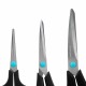 Ножницы BRAUBERG SOFT GRIP, НАБОР 3 штуки (140, 190, 230 мм), эргономичные черно-бирюзовые ручки, ВЫГОДНАЯ УПАКОВКА, 238411
