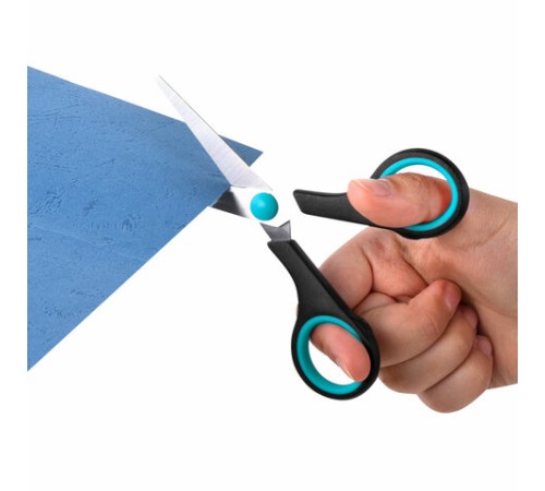 Ножницы BRAUBERG SOFT GRIP, НАБОР 3 штуки (140, 190, 230 мм), эргономичные черно-бирюзовые ручки, ВЫГОДНАЯ УПАКОВКА, 238411