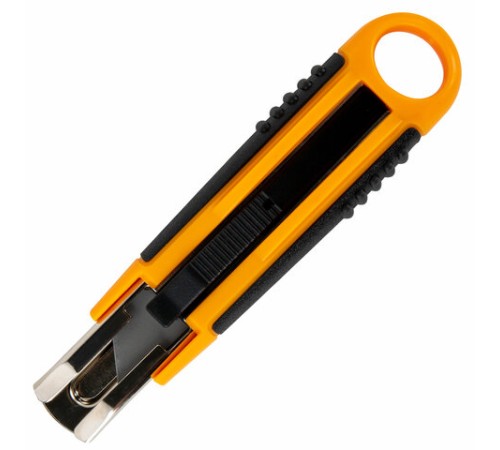 Нож универсальный мощный с возвратной пружиной BRAUBERG reSTART, трапециевидное лезвие, 238730