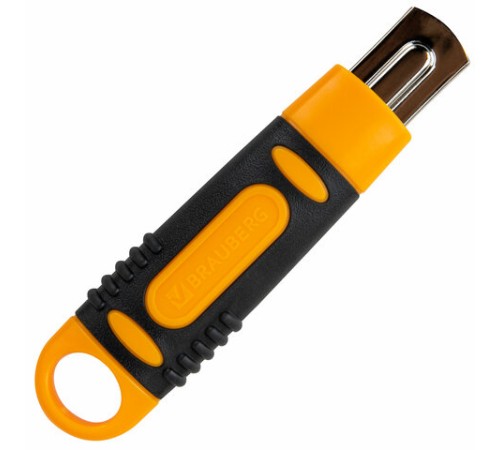 Нож универсальный мощный с возвратной пружиной BRAUBERG reSTART, трапециевидное лезвие, 238730