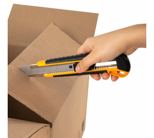 Нож универсальный мощный, 25 мм, BRAUBERG EXTRA, автофиксатор, резиновые вставки, 238731