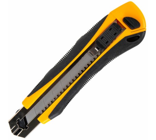 Нож универсальный мощный, 25 мм, BRAUBERG EXTRA-DL, с двумя фиксаторами, резиновые вставки, 238732