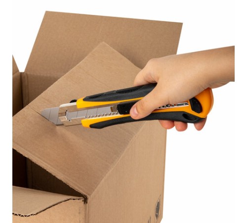 Нож универсальный мощный, 25 мм, BRAUBERG EXTRA-DL, с двумя фиксаторами, резиновые вставки, 238732