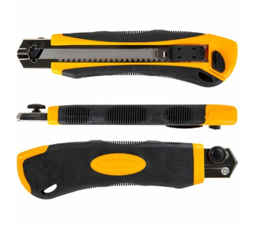 Нож универсальный мощный, 25 мм, BRAUBERG EXTRA-DL, с двумя фиксаторами, резиновые вставки, 238732