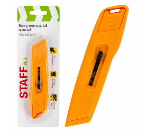 Нож универсальный мощный STAFF PRO, автофиксатор, ABS-пластик, 238734