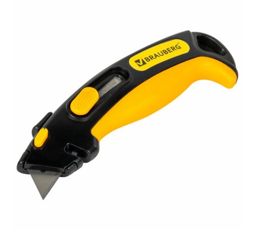 Нож универсальный мощный, BRAUBERG METALLIC PRO, автофиксатор, функция автовозврата, 238737