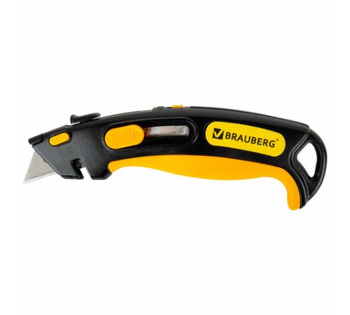 Нож универсальный мощный, BRAUBERG METALLIC PRO, автофиксатор, функция автовозврата, 238737