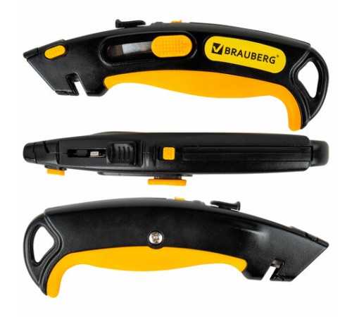 Нож универсальный мощный, BRAUBERG METALLIC PRO, автофиксатор, функция автовозврата, 238737