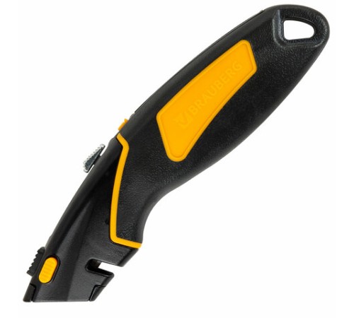 Нож универсальный мощный цинковый BRAUBERG METALLIC PRO, автофиксатор, резиновые вставки, 238738