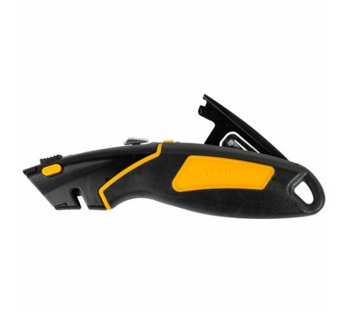 Нож универсальный мощный цинковый BRAUBERG METALLIC PRO, автофиксатор, резиновые вставки, 238738