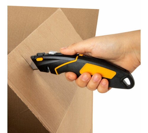 Нож универсальный мощный цинковый BRAUBERG METALLIC PRO, автофиксатор, резиновые вставки, 238738