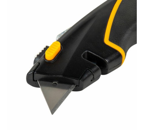 Нож универсальный мощный цинковый BRAUBERG METALLIC PRO, автофиксатор, резиновые вставки, 238738