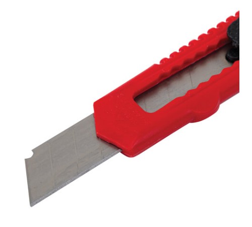 Нож канцелярский 18 мм STAFF EVERYDAY, фиксатор, красный матовый корпус, упаковка с подвесом, 238768