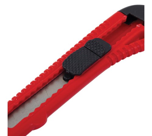 Нож канцелярский 18 мм STAFF EVERYDAY, фиксатор, красный матовый корпус, упаковка с подвесом, 238768