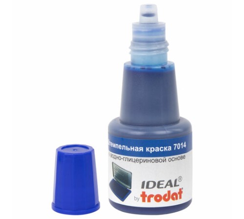 Краска штемпельная TRODAT IDEAL 7014 синяя 24 мл, на водно-глицериновой основе, 206916