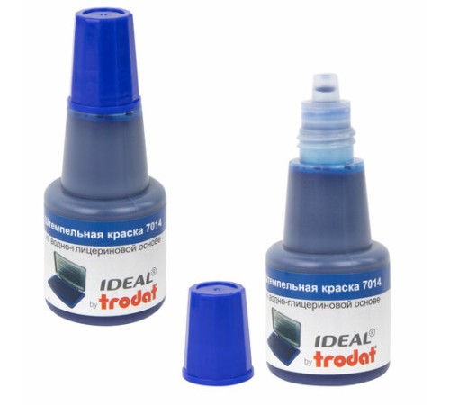 Краска штемпельная TRODAT IDEAL 7014 синяя 24 мл, на водно-глицериновой основе, 206916