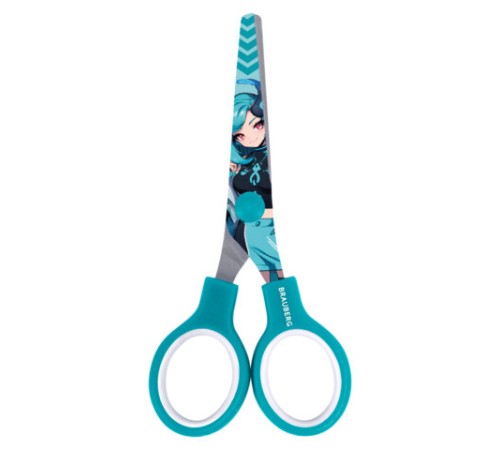 Ножницы 130 мм, мятные, с цветной печатью 