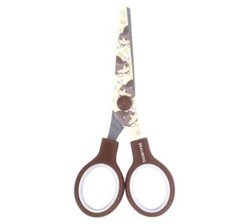 Ножницы 130 мм, коричневые, с цветной печатью 