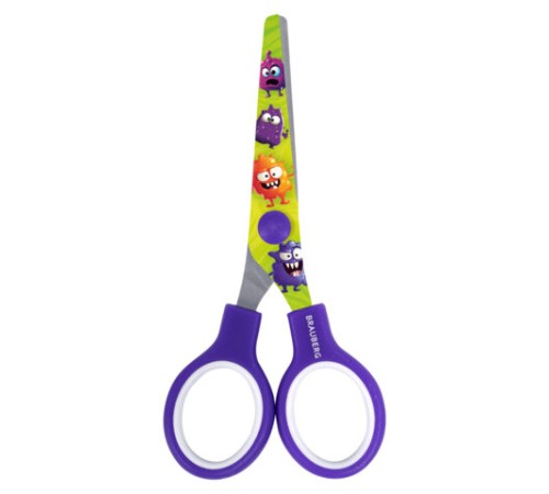 Ножницы 130 мм, сиреневые, с цветной печатью 