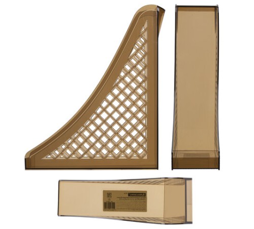 Лоток вертикальный для бумаг BRAUBERG ECO, 240х80х290 мм, сетчатый, дымчатый, 239015