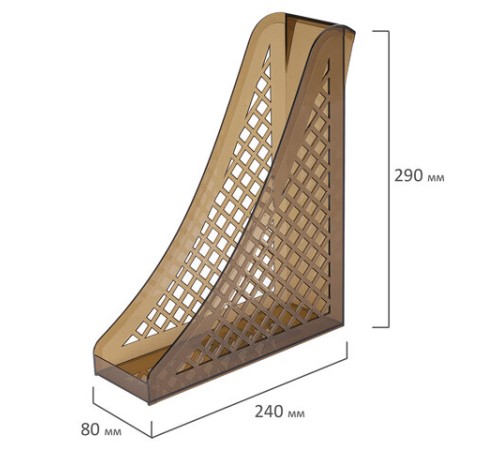 Лоток вертикальный для бумаг BRAUBERG ECO, 240х80х290 мм, сетчатый, дымчатый, 239015