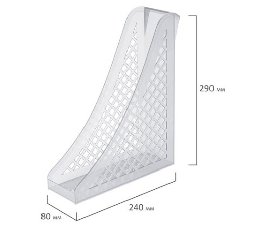 Лоток вертикальный для бумаг BRAUBERG ECO, 240х80х290 мм, сетчатый, прозрачный, 239016