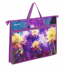 Папка для рисунков и чертежей с ручками BRAUBERG А3, пластик, молния сверху, 