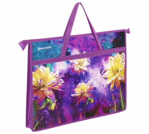 Папка для рисунков и чертежей с ручками BRAUBERG А3, пластик, молния сверху, 