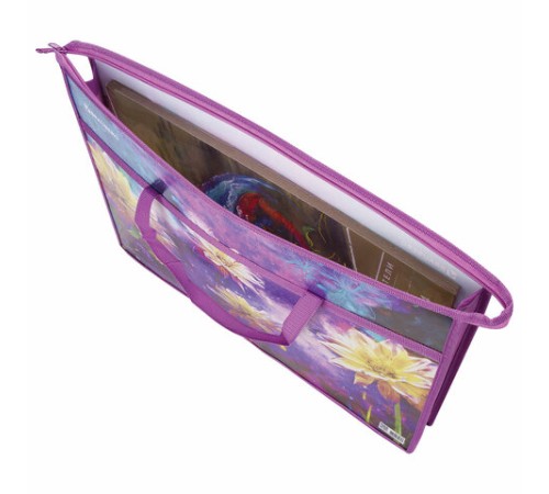 Папка для рисунков и чертежей с ручками BRAUBERG А3, пластик, молния сверху, 