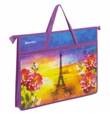 Папка для рисунков и чертежей с ручками BRAUBERG А3, пластик, молния сверху, 