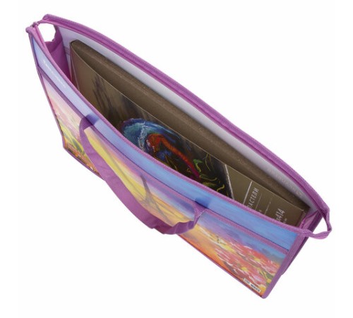 Папка для рисунков и чертежей с ручками BRAUBERG А3, пластик, молния сверху, 