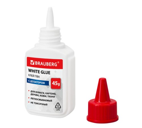 Клей ПВА КОМПЛЕКТ 10 штук х 45 г (бумага, картон, дерево), ВЫГОДНАЯ УПАКОВКА, BRAUBERG, 270433, 93