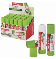 Клей-карандаш на натуральной основе BRAUBERG GREEN, 15 г, 270437