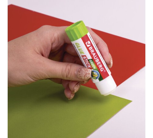 Клей-карандаш на натуральной основе BRAUBERG GREEN, 15 г, 270437