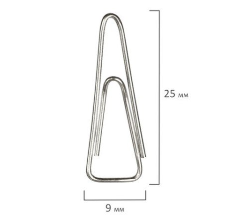 Скрепки ОФИСМАГ, 25 мм, никелированные, треугольные, 100 шт., в картонной коробке, 270441