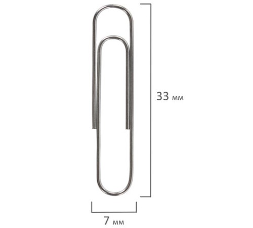 Скрепки BRAUBERG, 33 мм, никелированные, 100 шт., в картонной коробке, 270443