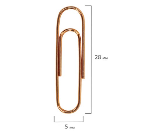Скрепки BRAUBERG, 28 мм, омедненные, 100 шт., в картонной коробке, 270448