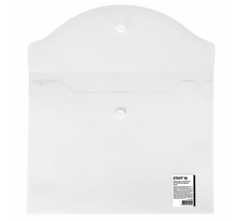 Папка-конверт с кнопкой МАЛОГО ФОРМАТА (240х190 мм), А5, матовая, прозрачная, 0,15 мм, STAFF, 270463