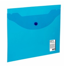 Папка-конверт с кнопкой МАЛОГО ФОРМАТА (240х190 мм), А5, прозрачная, синяя, 0,15 мм, STAFF, 270466