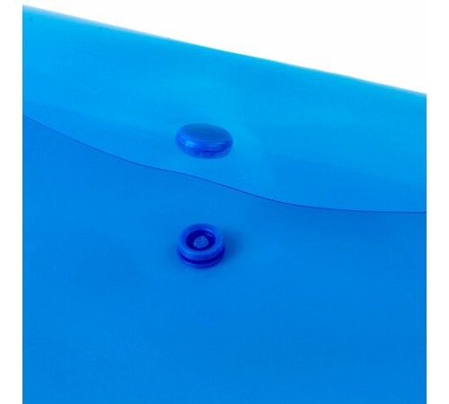 Папка-конверт с кнопкой МАЛОГО ФОРМАТА (240х190 мм), А5, прозрачная, синяя, 0,15 мм, STAFF, 270466