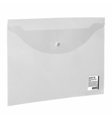 Папка-конверт с кнопкой STAFF, А4, до 100 листов, прозрачная, 0,15 мм, 270467