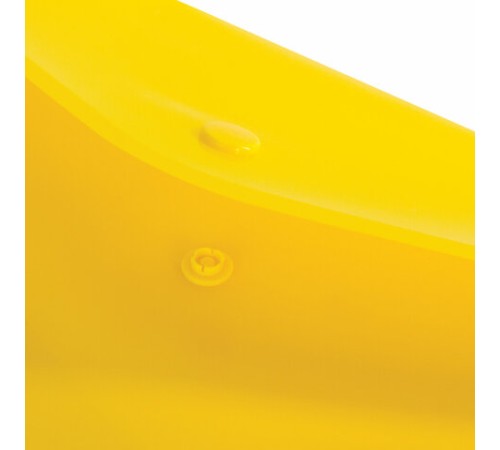 Папка-конверт с кнопкой BRAUBERG А4 до 100 л. прозрачная желтая СВЕРХПРОЧНАЯ 0,18 мм, 270472