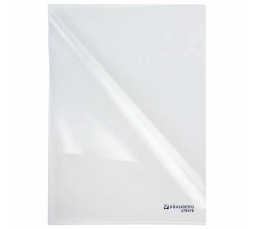 Папка-уголок плотная BRAUBERG SUPER, 0,18 мм, прозрачная, 270478